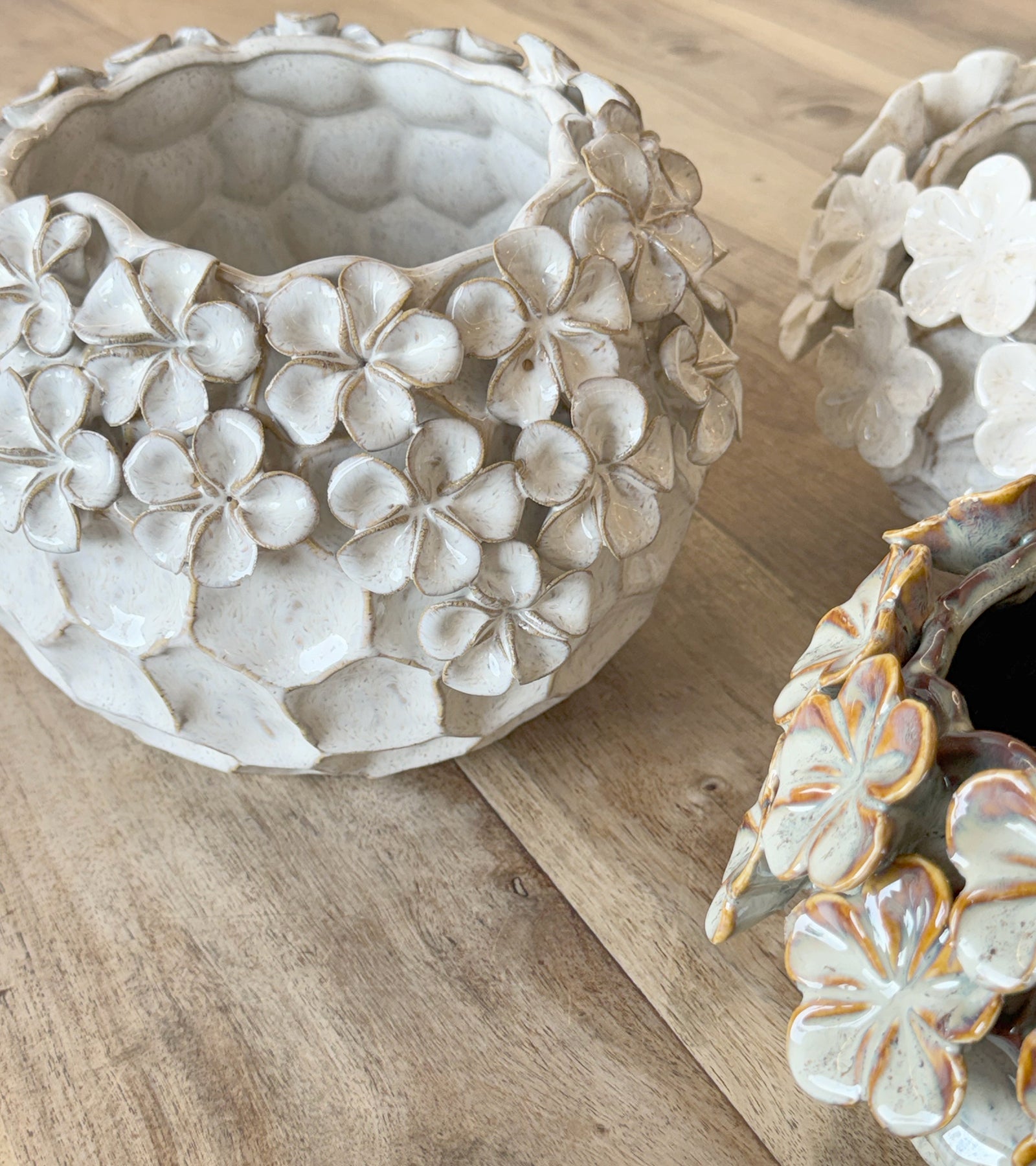 Potte, Creme Blomster Fiona skjuler, dia 21 cm