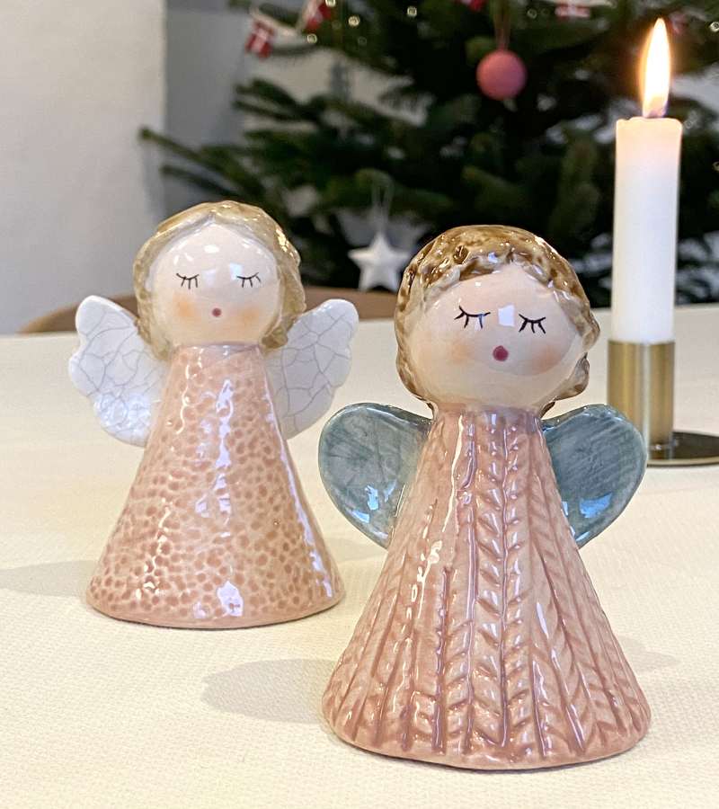 Keramik Engel, Rosa, 10 cm