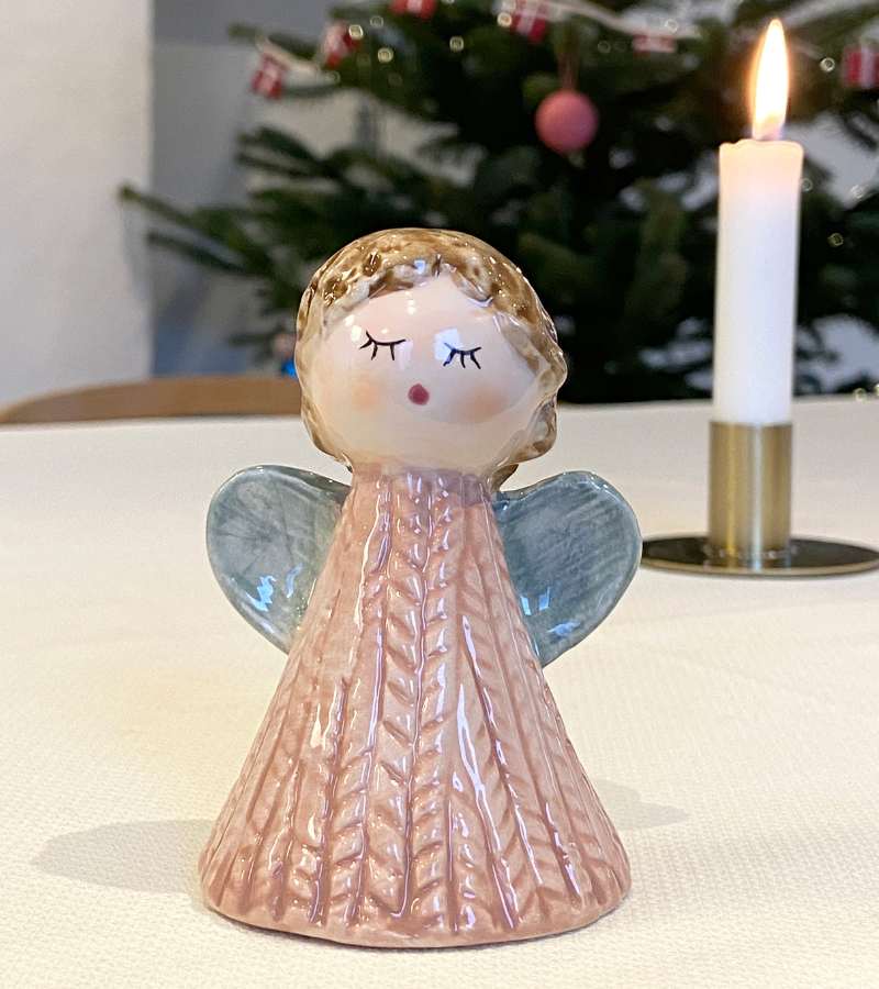 Keramik Engel, Rosa, 10cm