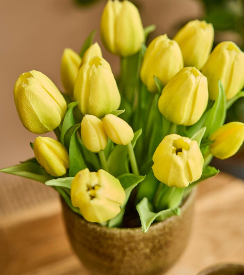 silkeblomst gule tulipaner OnlyByGrace
