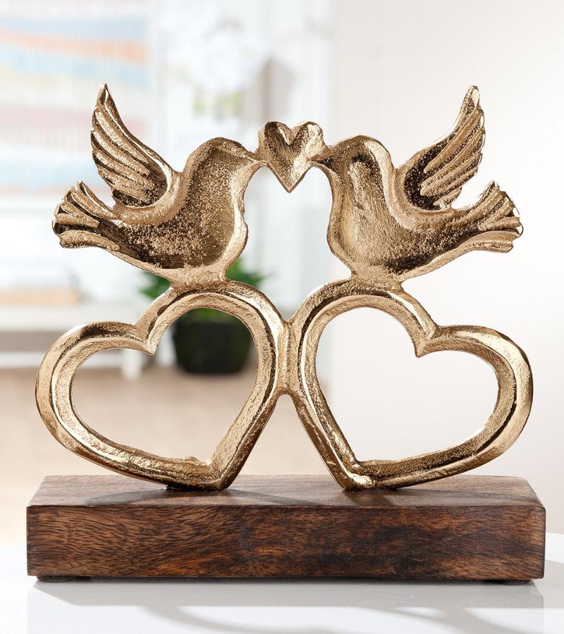 skulptur hjerter turtelduer guld OnlyByGrace