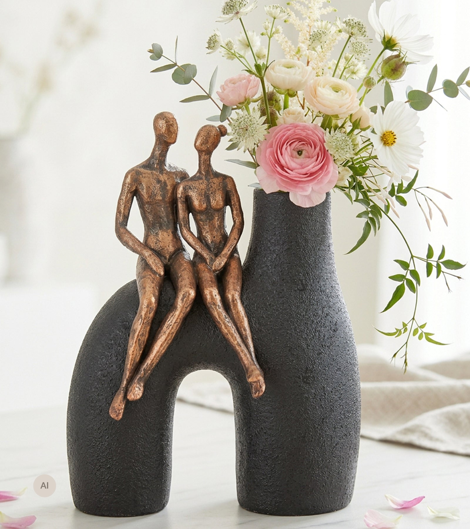 Skulptur, Vase med Par, 25 cm