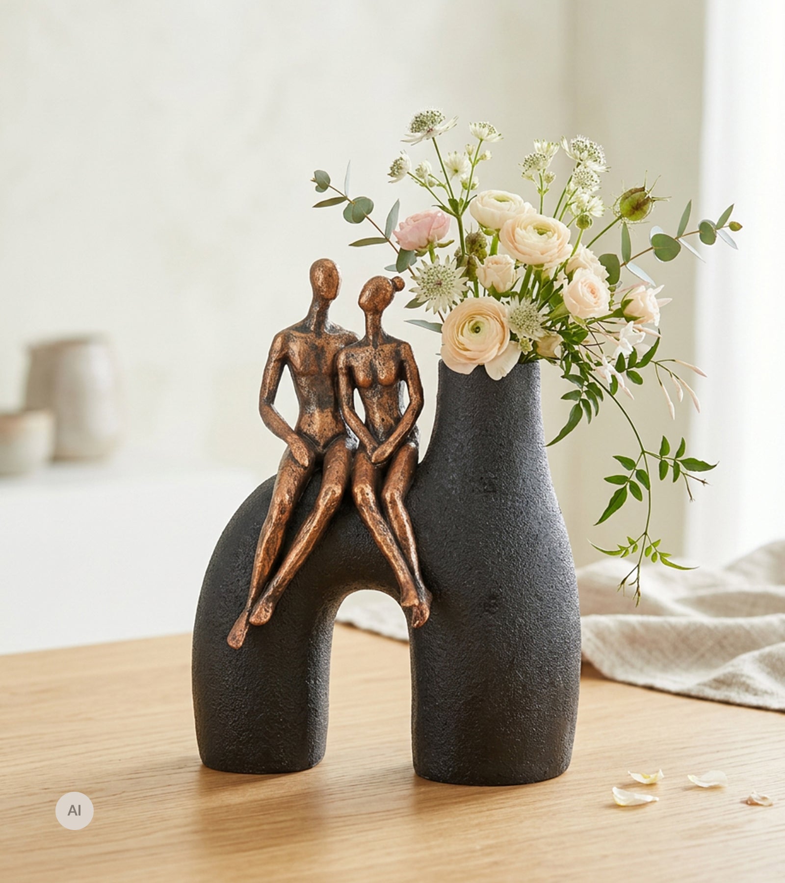 Skulptur, Vase med Par, 25 cm