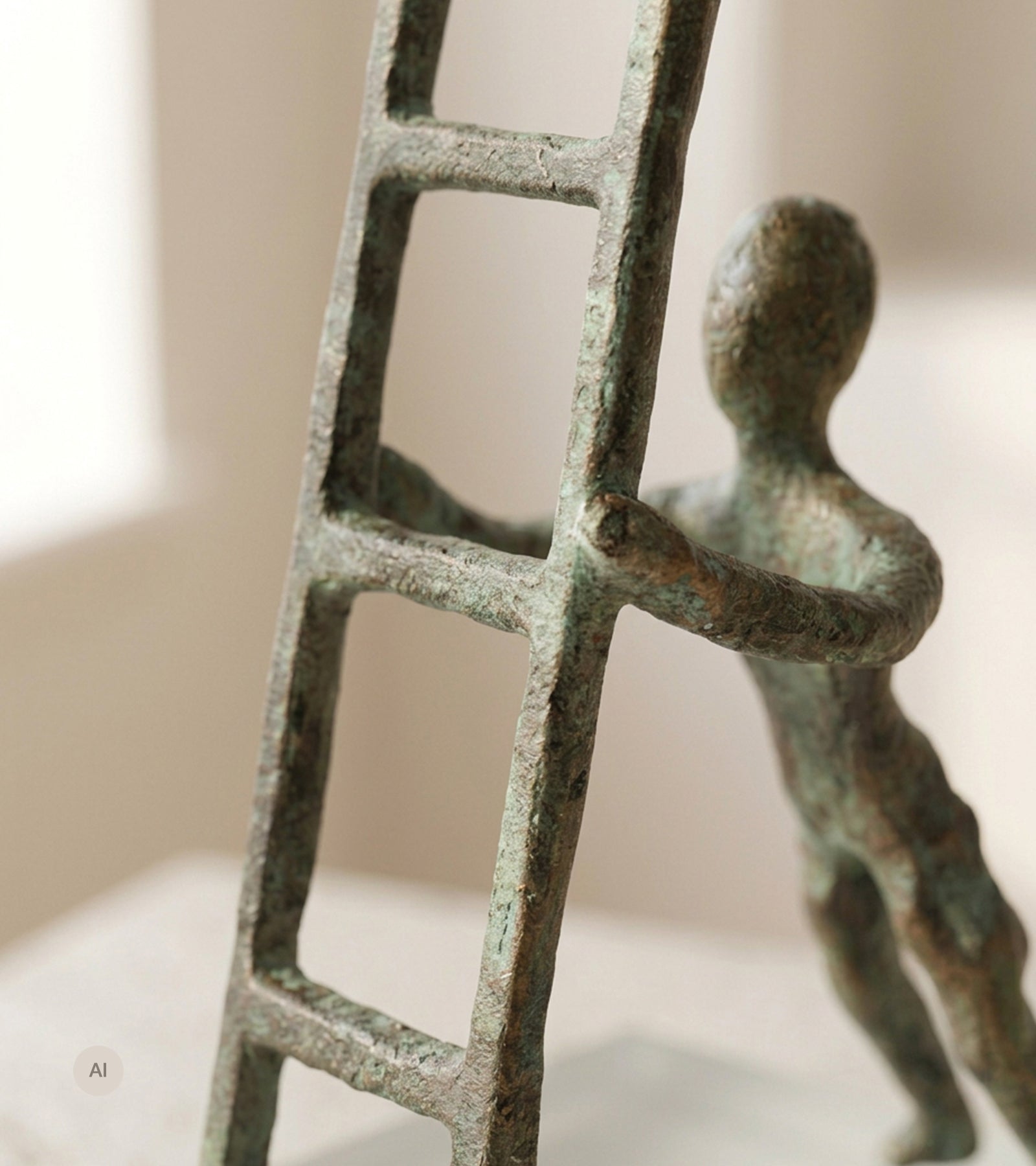 Skulptur, Teamwork, Antikgrøn, H 25 cm