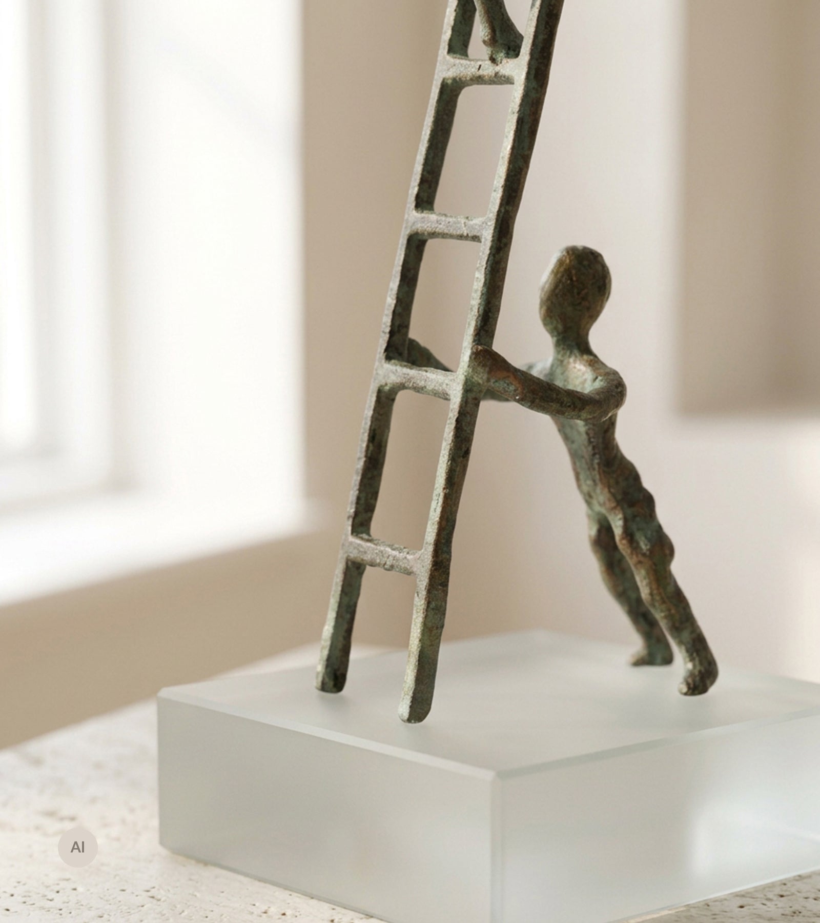Skulptur, Teamwork, Antikgrøn, H 25 cm