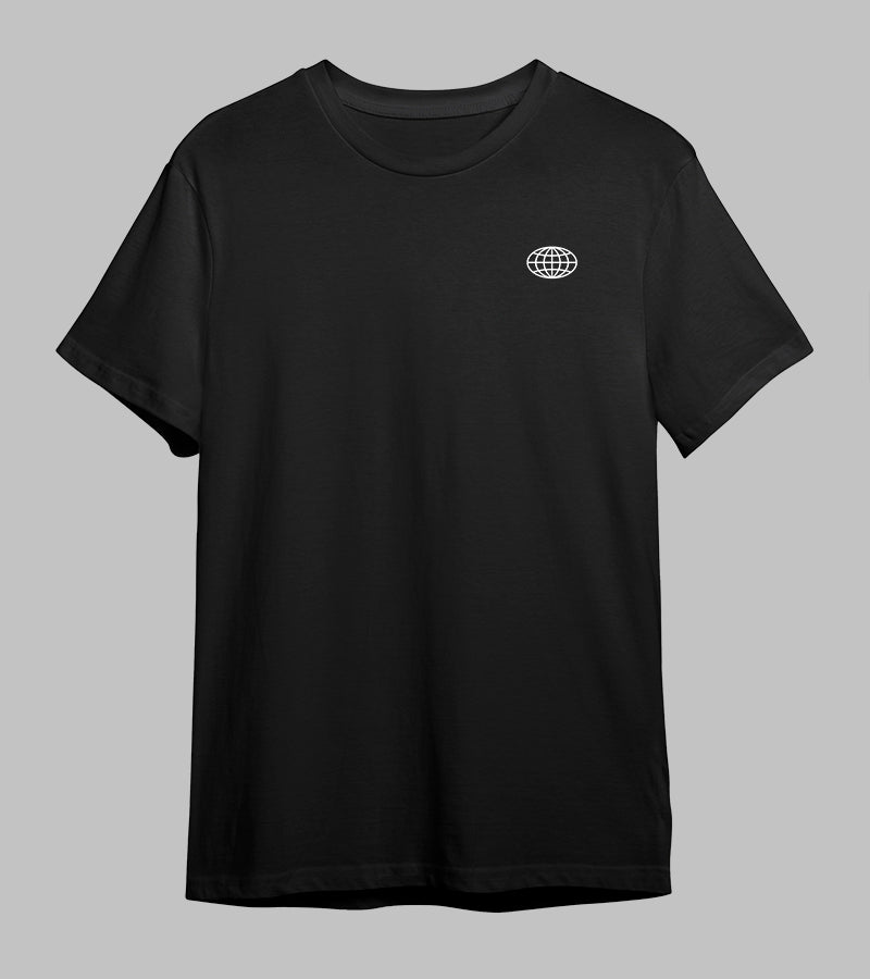 OnlyByGrace black t-shirt the world white front