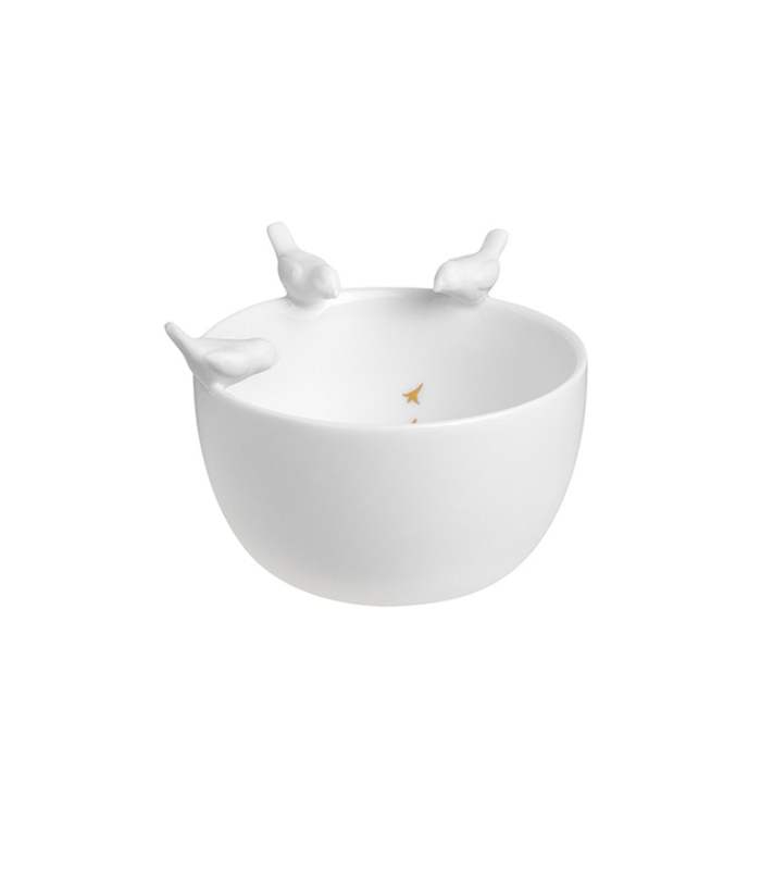 OnlyByGrace Bowl med tre fugler hvitt porselen