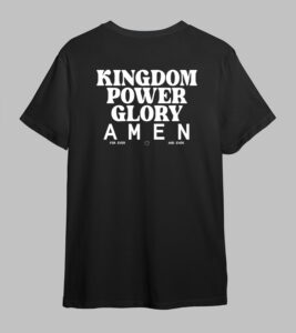 OnlyByGrace kingdom power glory black print t-shirt