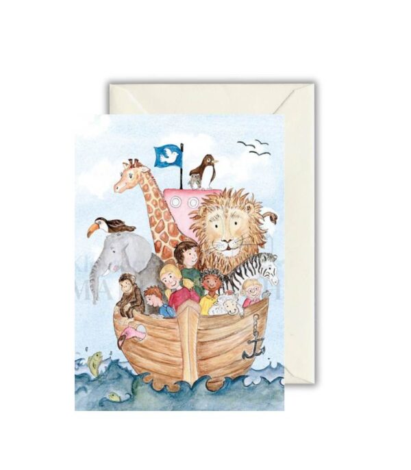 OnlyByGrace Dobbeltkort med kuvert Noas ark med børn