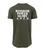 OnlyByGrace T-skjorte olivengrønn Kingdom power glory tilbake