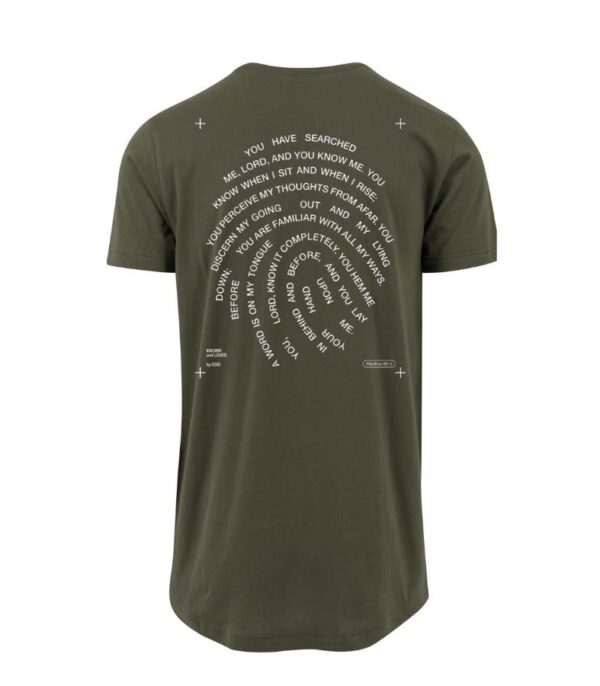 OnlyByGrace-t shirt Olivegreen Known and loved psalm 139 Back
