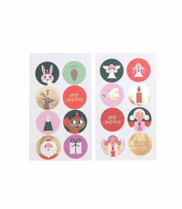 OnlyByGrace Stickers sæt Runde julemotiver med engle mm