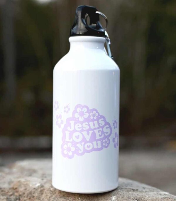 Drikkeflaske hvid Jesus loves you OnlyByGrace